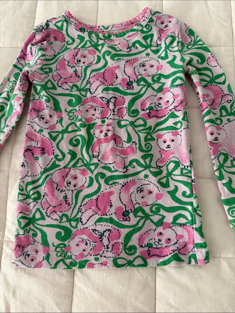 Lilly Pulitzer Pink and Green Panda Two Piece Pajamas Size 2T